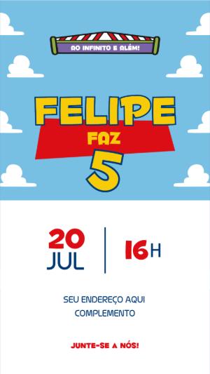 Convite de Aniversário Toy Story com Personagens para Editar