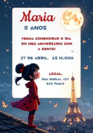Convite de Aniversário Ladybug Miraculous para Editar Online