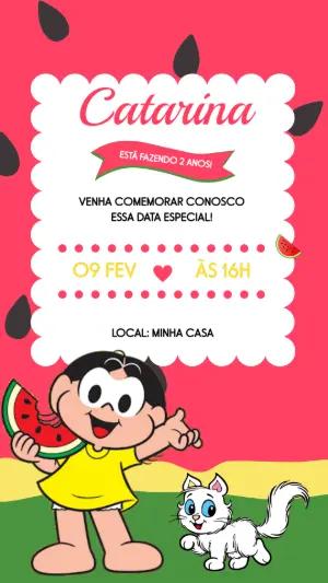 Convite de Aniversário Magali Melancia para Editar Online