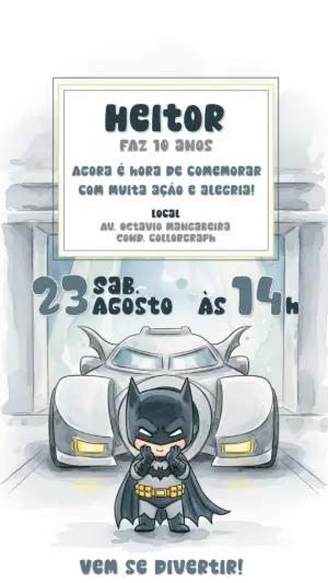 Convite de Aniversário Batman para Editar e Imprimir