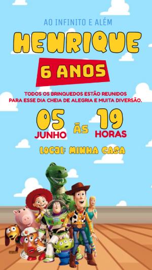 Convite de Aniversário Toy Story Infantil para Editar Online