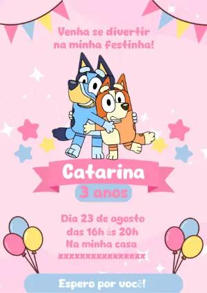Convite de Aniversário Bluey e Bingo para Editar Online