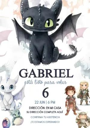 Invitación de Cumpleaños Cómo Entrenar a tu Dragón para Editar
