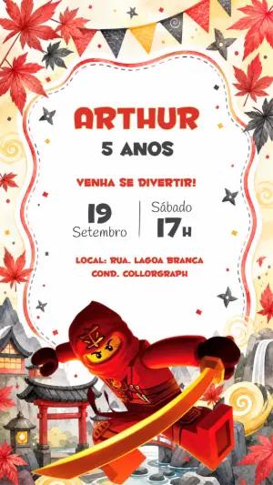 Convite de Aniversário Lego Ninjago Editável