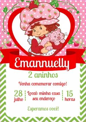 Convite de Aniversário Moranguinho para Editar Online