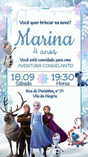 Convite de Aniversário Frozen: Aventura Congelante Editável