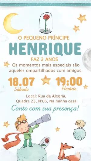 Convite Aniversário Pequeno Príncipe Aquarela para Editar