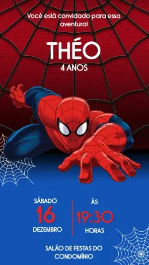 Convite de Aniversário Homem-Aranha Vermelho e Azul para Editar