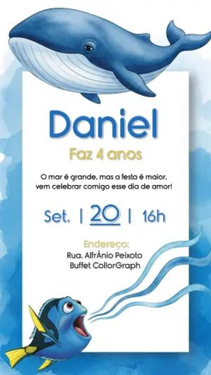 Convite Aniversário Procurando Dory para Editar Online