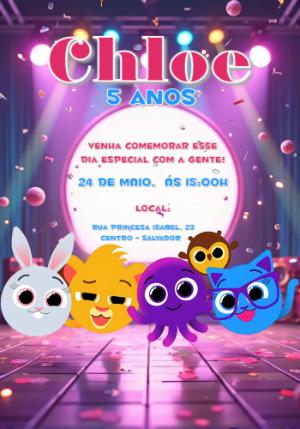 Convite de Aniversário Bolofofos para Editar Online