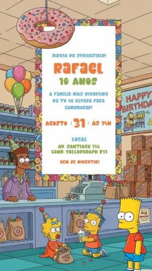 Convite de Aniversário Os Simpsons no Kwik-E-Mart para Editar