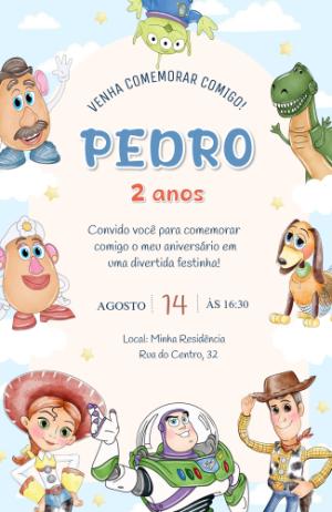 Convite de Aniversário Toy Story Editável