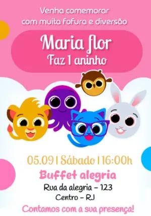 Convite Aniversário Bolofofos com Personagens para Editar Online