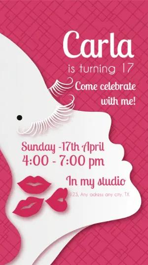 Editable Pink Beauty Birthday Invitation Template
