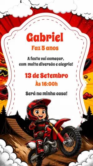 Convite de Aniversário Motocross Radical para Editar Online