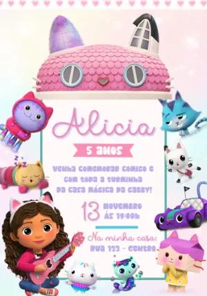 Convite Aniversário A Casa Mágica da Gabby para Editar Online