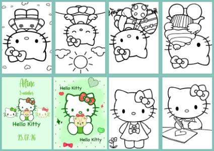 Livrinho de Colorir Hello Kitty para Aniversário Editável