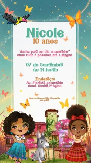 Convite Aniversário Encanto com Personagens para Editar Online