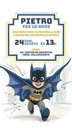 Convite de Aniversário Batman Editável Online para Imprimir