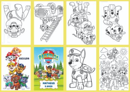 Livrinho de Colorir Patrulha Canina Editável para Festa