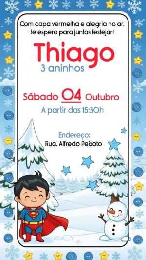 Convite Aniversário Superman Herói para Editar Online