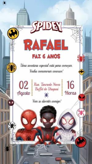 Convite Aniversário Spidey e Amigos para Editar Online