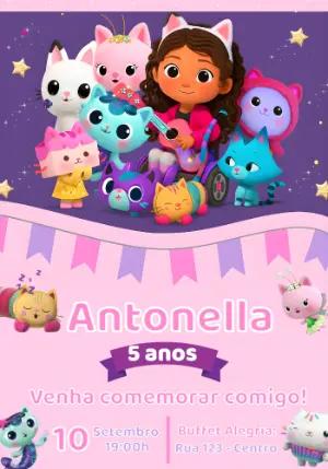 Convite Aniversário A Casa Mágica da Gabby para Editar Online