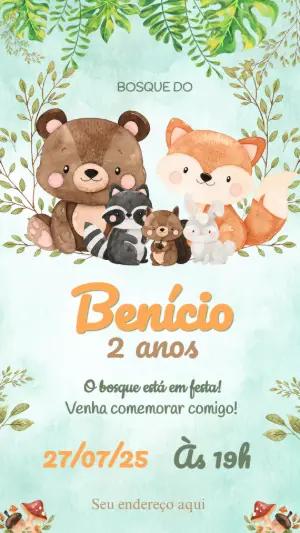Convite de Aniversário Bosque Encantado para Editar Online