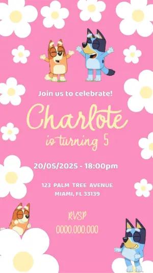 Bluey Animated Birthday Invitation | Editable Video Template