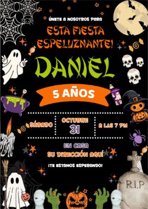 Invitación de Cumpleaños Halloween Espeluznante para Editar