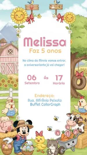 Convite Aniversário Minnie Fazendinha para Editar Online