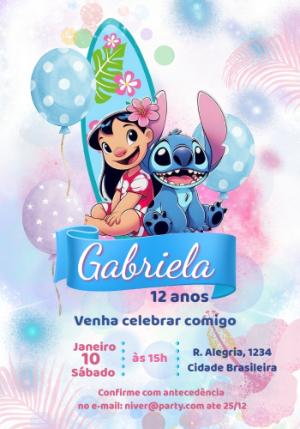 Convite de Aniversário Lilo & Stitch Tropical para Editar Online