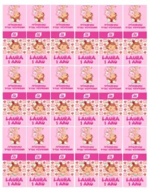 Rótulo Editável para Tic Tac Festa Moranguinho Rosa para Imprimir