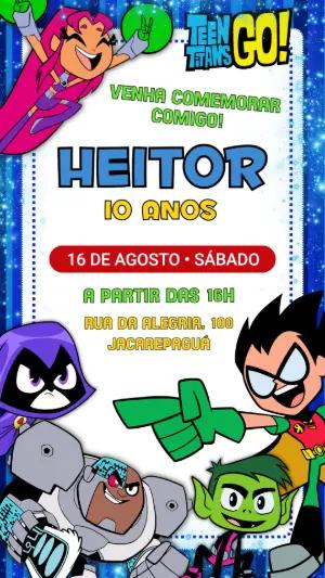 Convite Aniversário Jovens Titãs para Editar Online
