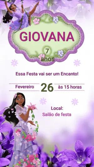 Convite Digital Aniversário Encanto Lilás para Editar