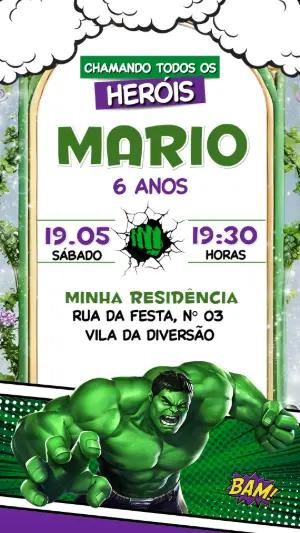 Convite de Aniversário Hulk Verde e Roxo para Editar