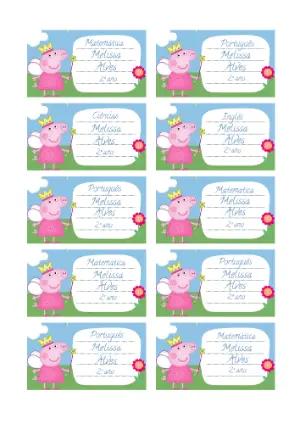 Etiqueta Escolar Peppa Pig Fada Editável para Material
