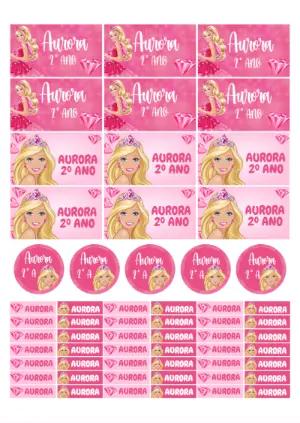 Kit de Etiquetas Escolares Barbie para Editar Online