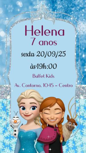 Convite Animado Aniversário Frozen para Editar Online