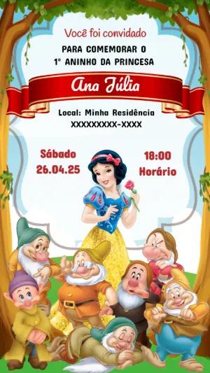 Convite de Aniversário Branca de Neve para Editar Online