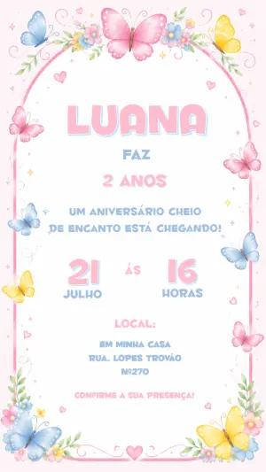 Convite Aniversário Jardim das Borboletas Aquarela Editável