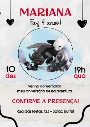 Convite de Aniversário Como Treinar Seu Dragão para Editar Online