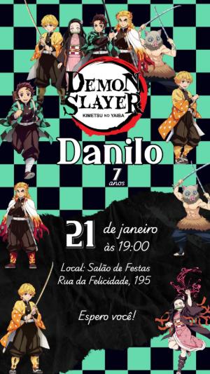 Convite de Aniversário Demon Slayer para Editar Online