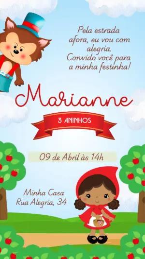 Convite de Aniversário Chapéuzinho Vermelho para Editar