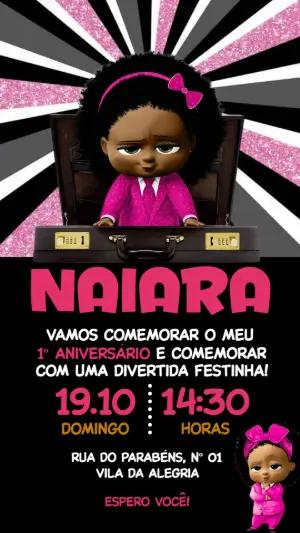 Convite Digital Poderosa Chefinha Rosa e Preto para Editar