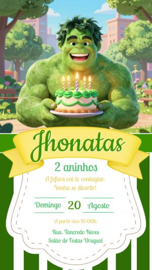Convite de Aniversário Hulk Fofo e Divertido para Editar