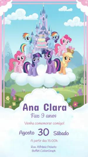 Convite de Aniversário My Little Pony Colorido para Editar Online