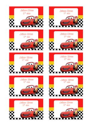 Etiqueta Tema Carros Vermelha para Editar e Imprimir