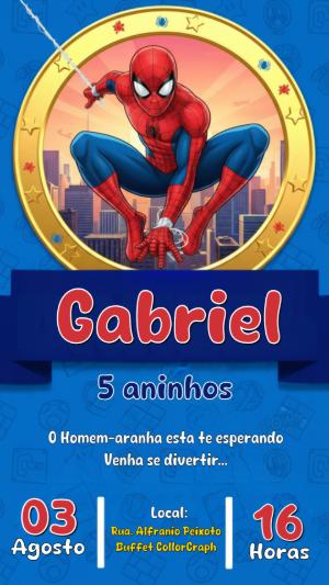 Convite Editável Aniversário Infantil Tema Homem-Aranha