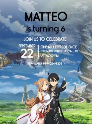 Editable Sword Art Online Birthday Invitation Template
